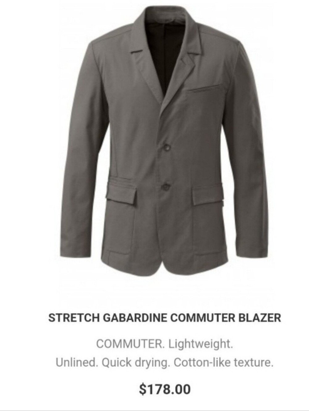 QOR Stretch Gabardine Commuter Blazer, Men's Small